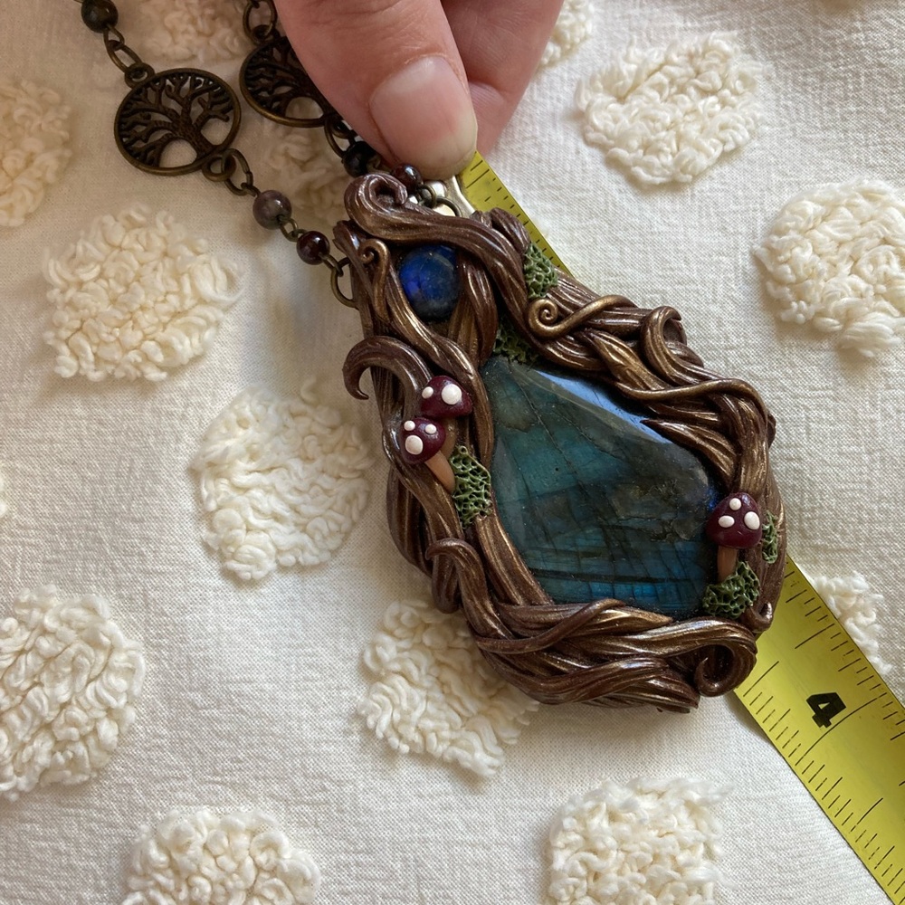 Whimsical Handmade Labradorite Tree of Life Necklace – made by Mothmagick - Picture 5 of 10
